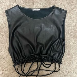 Black Faux leather crop top